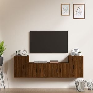 Set Comode TV vidaXL, 4 piese, lemn prelucrat, stejar maro