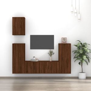 Set Comode TV vidaXL, 5 piese, lemn prelucrat, stejar maro
