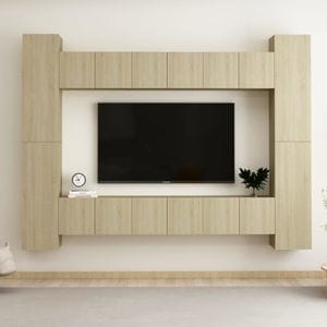 Set de Comode TV vidaXL, 10 piese, lemn prelucrat, stejar sonoma