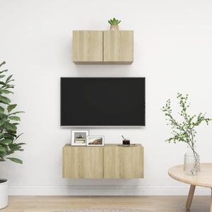 Set de Comode TV vidaXL, 2 piese, lemn prelucrat, stejar sonoma