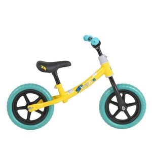 Bicicleta pedagogica fara pedale pentru copii NOVOKIDS Happy 2B, Roti 12" inch, 1-5 ani, Maxim 20 kg, Cadru carbon, Roti din spuma cauciucata EVA, Galben