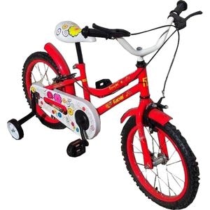 Bicicleta pentru copii NOVOKIDS My first Bike, roti 16" inch, maxim 35 kg, cadru din otel, roti ajutatoare detasabile, ghidon reglabil pe inaltime, Rosu