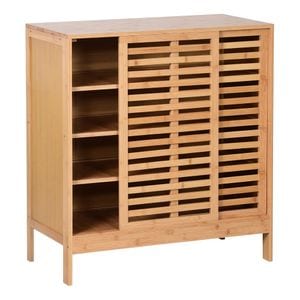 Suport pentru pantofi DacEnergy, bambus, 4 rafturi, usa glisanta, 80 x 40 x 88 cm, maro