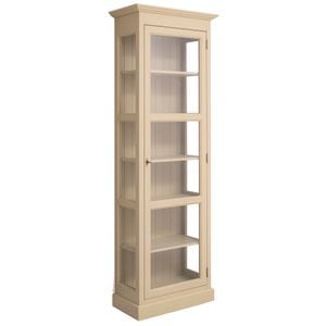 Vitrina cu 1 usa sticla, pereti sticla, culoare crem P046, vopsit, 100% lemn masiv, 75x220x40 cm
