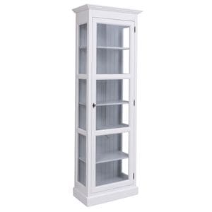 Vitrina cu 1 usa sticla, pereti sticla, culoare exterior alb murdar P039, culoare interior gri P010, dublu color, 100% lemn masiv, 220x40x75 cm