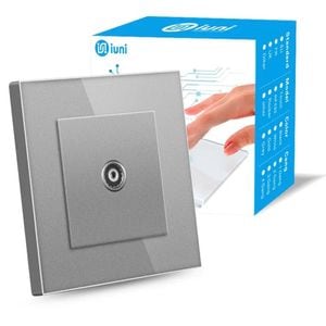 Priza TV cu Rama din sticla securizata, iUni TS, Conector Mama 9.5mm, argintiu