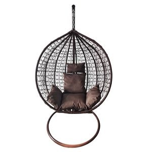 Fotoliu suspendat, ProCart, cadru otel, perne incluse, utilizare interior/exterior, 103x107x195 cm, maro