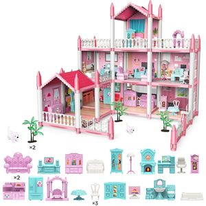 Casuta de Papusi Dreamy House For Girl idealSTORE, Construita pe 3 Nivele, 9 Camere Luminoase, 2 Terase, Include Birouri, Scaune, Copaci, Biblioteci