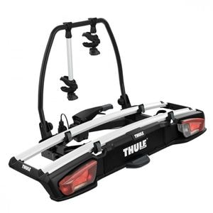 Suport biciclete Thule VeloSpace XT cu prindere pe carligul de remorcare (13 pini) - pentru 2 biciclete , culoare argintie, Aluminiu, Gri,Negru
