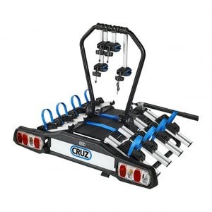 Suport biciclete Cruz Pivot pentru 4 biciclete cu prindere pe carligul de remorcare - 13 pin, Aluminiu,Otel, Negru