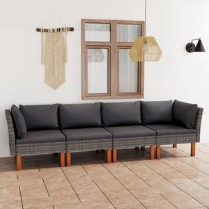 Canapea terasa VidaXL, poliratan, 250 x 64.5 x 67 cm, gri