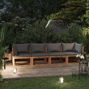 Canapea terasa VidaXL, lemn masiv, 276 x 70 x 60 cm, gri-maro