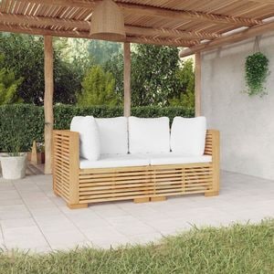 Canapea terasa VidaXL, lemn masiv, 139 x 69.5 x 60 cm, maro-alb