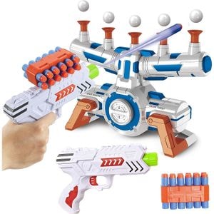 Set blaster cu tinta plutitoare, 2 arme de jucarie, 24 sageti din spuma, 10 bile, 2 rezerve sageti cu clema, compatibil Nerf, Joyin