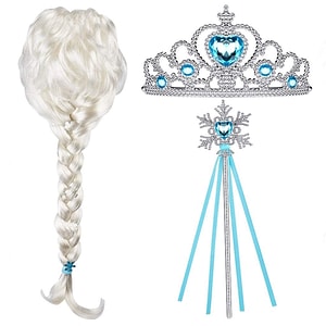 Set peruca, bagheta, diadema printesa Elsa Frozen, IdeallStore, Halloween