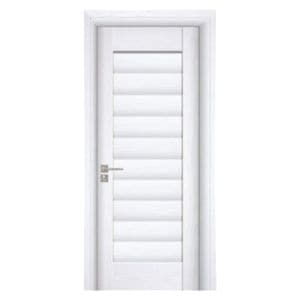 Usa interior din MDF Novo Doors ND01 LUX PREMIUM, Cadru din lemn masiv, Kit complet, Toc reglabil de 30 cm inclus, Plinta pe Ambele Parti, 80x200 cm, Alb