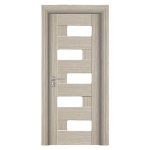 Usa interior din MDF Novo Doors ND05 LUX PREMIUM, Cadru din lemn masiv, Kit complet, Toc reglabil de 30 cm inclus, Plinta pe Ambele Parti, 80x200 cm, Gri