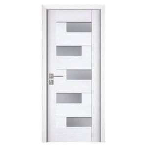 Usa interior din MDF Novo Doors ND05 LUX PREMIUM, Cadru din lemn masiv, Kit complet, Toc reglabil de 30 cm inclus, Plinta pe Ambele Parti, 80x200 cm, Alb