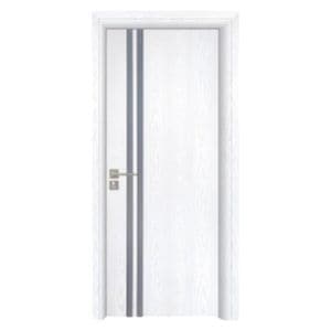 Usa interior din MDF Novo Doors ND08 LUX PREMIUM, Cadru din lemn masiv, Kit complet, Toc reglabil de 30 cm inclus, Plinta pe Ambele Parti, 60x200 cm, Alb