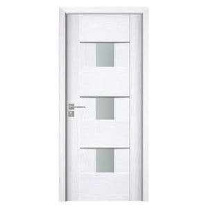 Usa interior din MDF Novo Doors ND06 LUX PREMIUM, Cadru din lemn masiv, Kit complet, Toc reglabil de 10 cm inclus, Plinta pe Ambele Parti, 80x200 cm, Alb