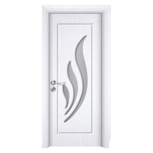 Usa interior din MDF Novo Doors ND310, Cadru din lemn masiv, Geam Sablat, Kit complet, Toc fix 10 cm inclus, Manere si balamale incluse, 80x200 cm, Alb