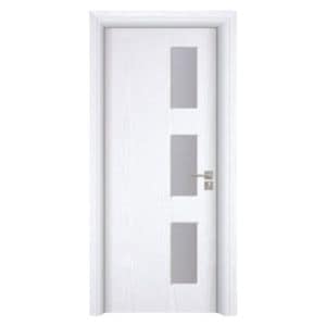 Usa interior din MDF Novo Doors ND316, Cadru din lemn masiv, Kit complet, Toc reglabil de 30 cm inclus, Plinta pe Ambele Parti, 70x200 cm, Alb