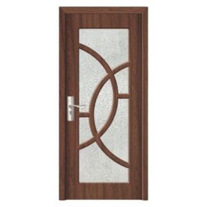 Usa interior din MDF Novo Doors ND309, Cadru din lemn masiv, Geam Sablat, Kit complet, Toc fix 10 cm inclus, Manere si balamale incluse, 80x200 cm, Maro inchis