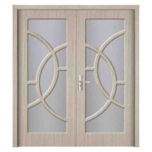 Usa Dubla de interior din MDF Novo Doors ND220, Geam Sablat, Cadru din lemn masiv, Kit complet, Toc reglabil de 30 cm inclus, Manere si balamale incluse, 160x200 cm, Gri