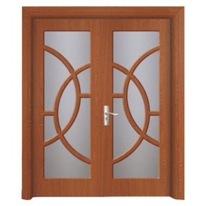 Usa Dubla de interior din MDF Novo Doors ND220, Geam Sablat, Cadru din lemn masiv, Kit complet, Toc reglabil de 10 cm inclus, Manere si balamale incluse, 160x200 cm, Maro