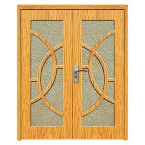 Usa Dubla de interior din MDF Novo Doors ND220, Geam Sablat, Cadru din lemn masiv, Kit complet, Toc reglabil de 10 cm inclus, Manere si balamale incluse, 140x200 cm, Maro deschis