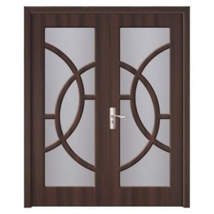 Usa Dubla de interior din MDF Novo Doors ND220, Geam Sablat, Cadru din lemn masiv, Kit complet, Toc fix 10 cm inclus, Manere si balamale incluse, 160x200 cm, Wenge