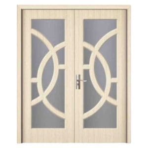Usa Dubla de interior din MDF Novo Doors ND220, Geam Sablat, Cadru din lemn masiv, Kit complet, Toc reglabil de 10 cm inclus, Manere si balamale incluse, 120x200 cm, Crem