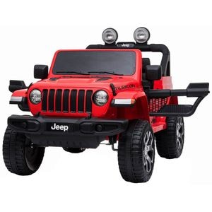 Masinuta electrica 4x4 Premier Jeep Wrangler Rubicon, 12V, roti cauciuc EVA, scaun piele ecologica, rosu
