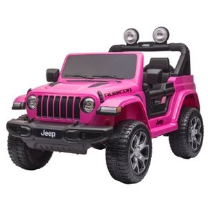 Masinuta electrica 4x4 Premier Jeep Wrangler Rubicon, 12V, roti cauciuc EVA, scaun piele ecologica, roz