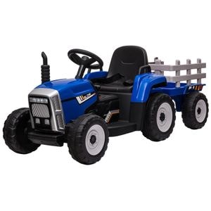 Tractor electric cu remorca Premier Farm, 12V, roti cauciuc EVA, albastru