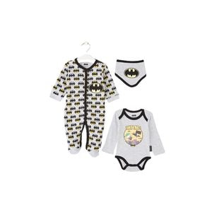 Set 3 piese bebelusi Batman, negru/gri, 6-9 luni