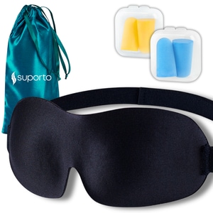 Masca de Dormit Suporto 3D: Solutia ideala pentru un Somn Linistit - Ochelari de Noapte Ergonomici, calitate premium, cu husa Verde smarald si 2 seturi de dopuri incluse