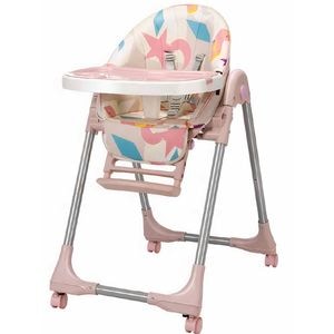 Scaun de Masa Pliabil 5 in 1, 5 Pozitii inclinare Spatar, Stabil, Centura de Siguranta in 5 Puncte, Ajustabil pe Inaltime, Tavita Reglabila si Detasabila,  Roti, Grenadine