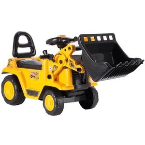 Olita si Buldozer SMARTVIBE, 2 in 1, cu Volan, Claxon si Schimbator de Viteze, Giant Truck, 12 luni+,  plastic, galben