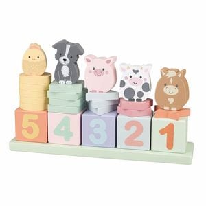 Joc educativ Orange Tree Toys, Invata sa numeri cu animale de ferma, din lemn, +18 luni, multicolor