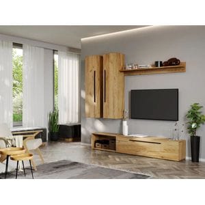 Set Mobila Living Poem C22, 180x25x185 cm, Stejar Auriu