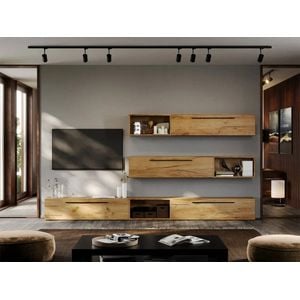 Set Mobila Living Poem C23, 300x25x30 cm, Stejar Auriu