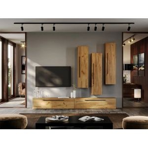 Set Mobila Living Poem C24, 240x25x185 cm, Stejar Auriu