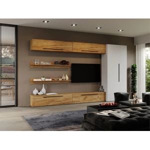 Set Mobila Living Poem C33, 320x33.4x185 cm, Stejar Auriu