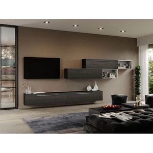 Set Mobila Living Storm C12, 360x25x185 cm, Ferera cu Alb
