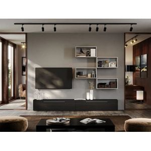 Set Mobila Living Storm C16, 240x25x185 cm, Ferera cu Alb