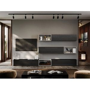 Set Mobila Living Storm C23, 300x25x30 cm, Ferera cu Alb