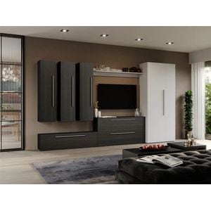 Set Mobila Living Storm C32, 320x33.4x185 cm, Ferera cu Alb