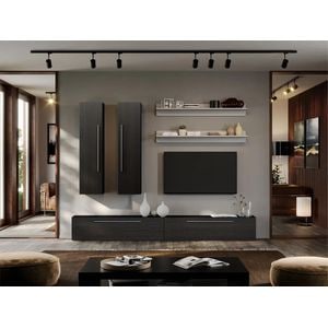 Set Mobila Living Storm C10, 240x25x185 cm, Ferera cu Alb