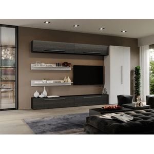 Set Mobila Living Storm C34, 320x33.4x185 cm, Ferera cu Alb